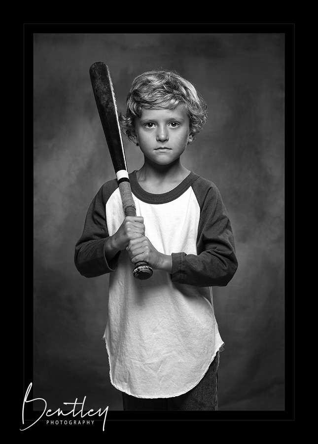 black and white, boy, baseball, portrait, photographer, Winder, GA
